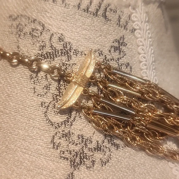 Vintage Multi Row Coins Chains Necklace Gold Tone Adjustable Length - Picture 6 of 6